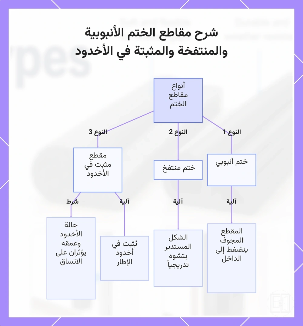 شرح مقاطع الختم الأنبوبية والمنتفخة والمثبتة في الأخدود