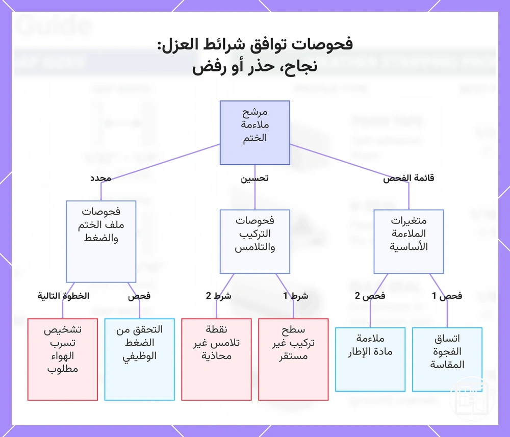 فحوصات توافق شرائط العزل: نجاح، حذر أو رفض