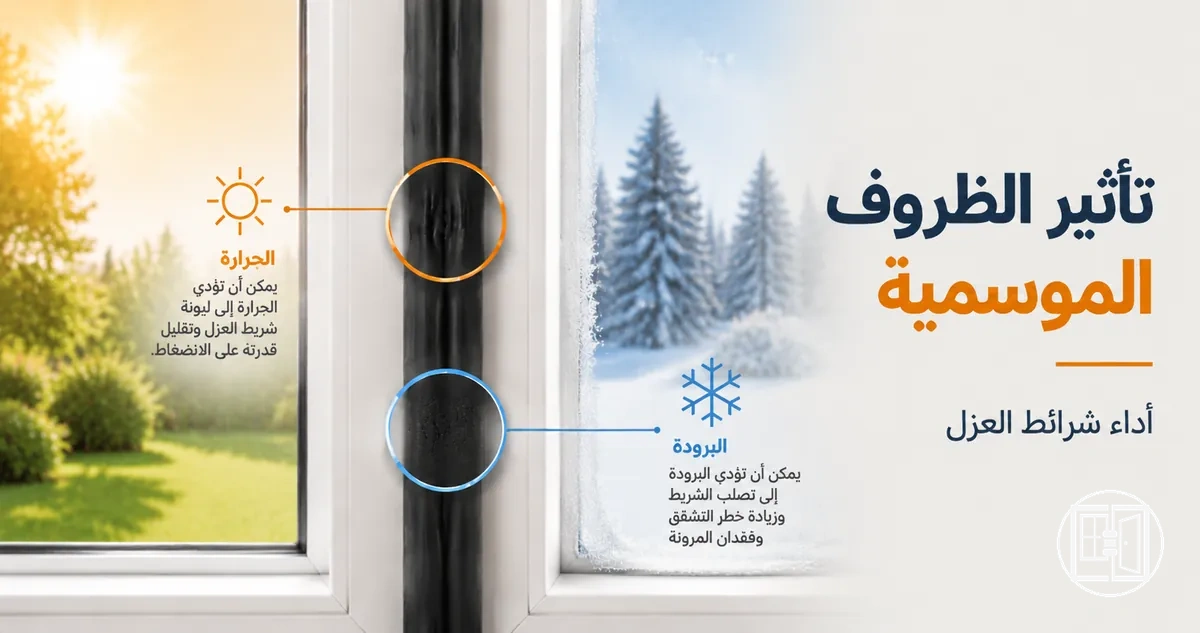 تأثير الطقس الصيفي والشتوي على أداء شرائط عزل النوافذ والأبواب