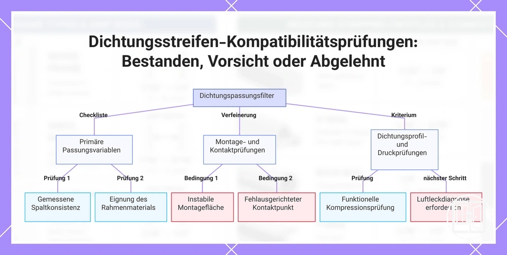 Dichtungsstreifen-Kompatibilitätsprüfungen: Bestanden, Vorsicht oder Abgelehnt