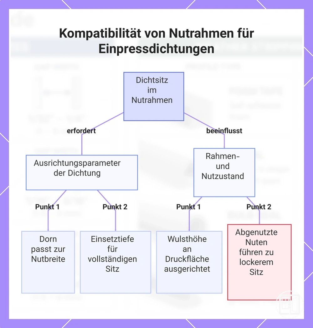 Kompatibilität von Nutrahmen für Einpressdichtungen