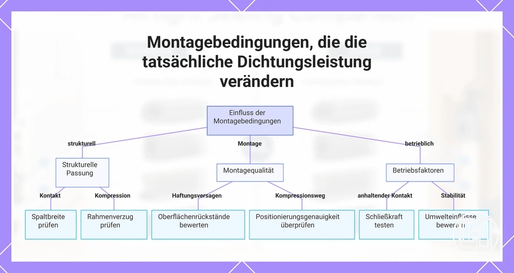 Montagebedingungen, die die tatsächliche Dichtungsleistung verändern