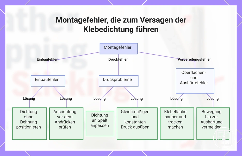Montagefehler, die zum Versagen der Klebedichtung führen