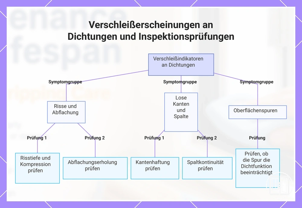 Verschleißerscheinungen an Dichtungen und Inspektionsprüfungen