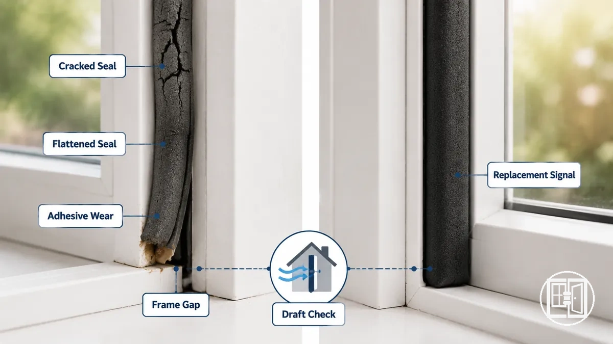 Visible signs that window and door weather stripping should be replaced
