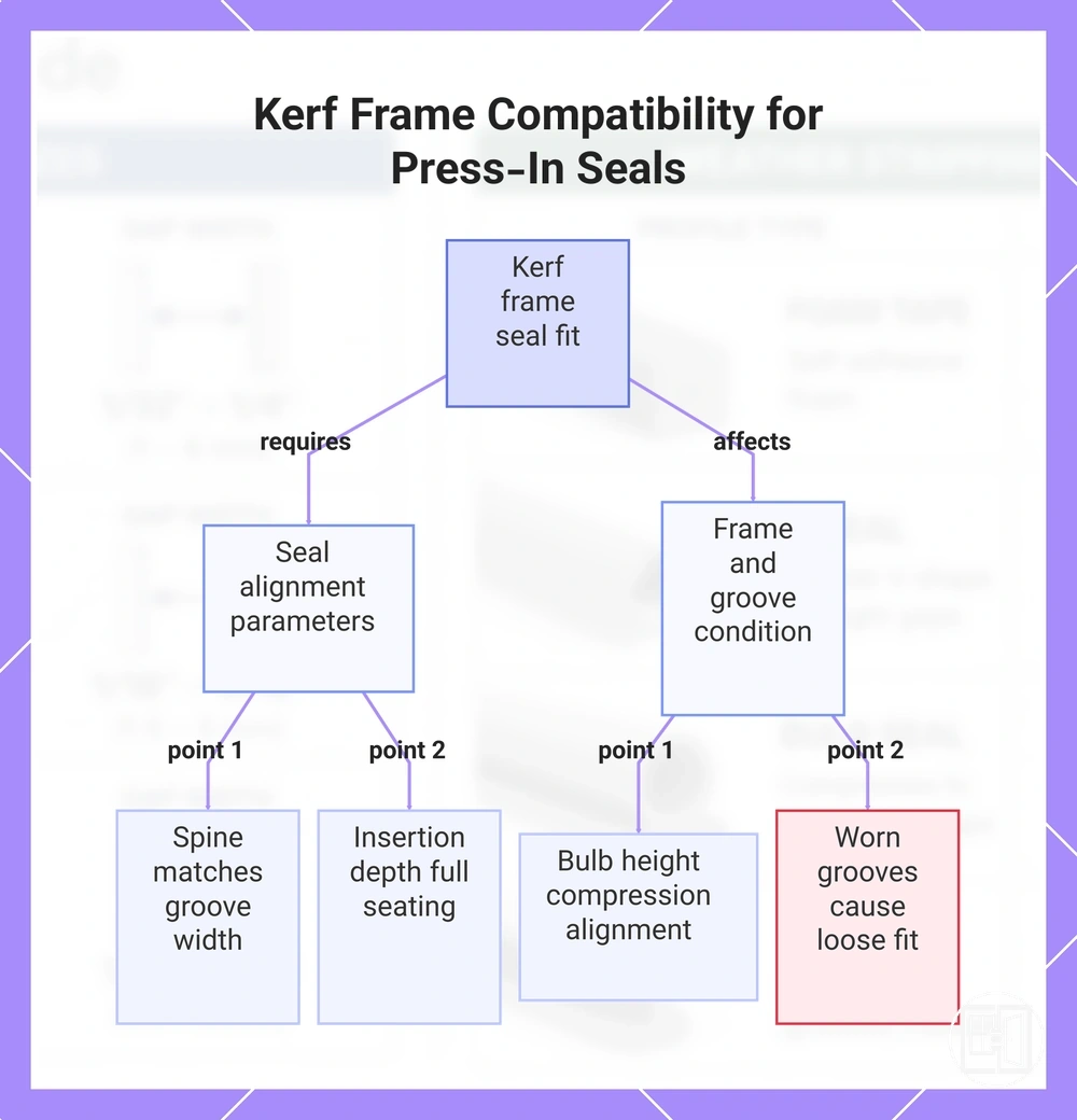 Kerf Frame Compatibility for Press-In Seals