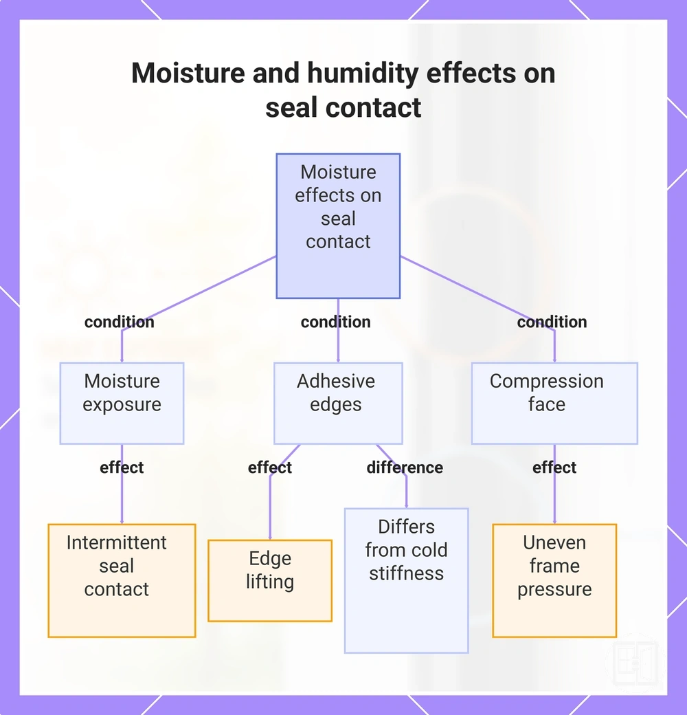 Moisture and humidity effects on seal contact