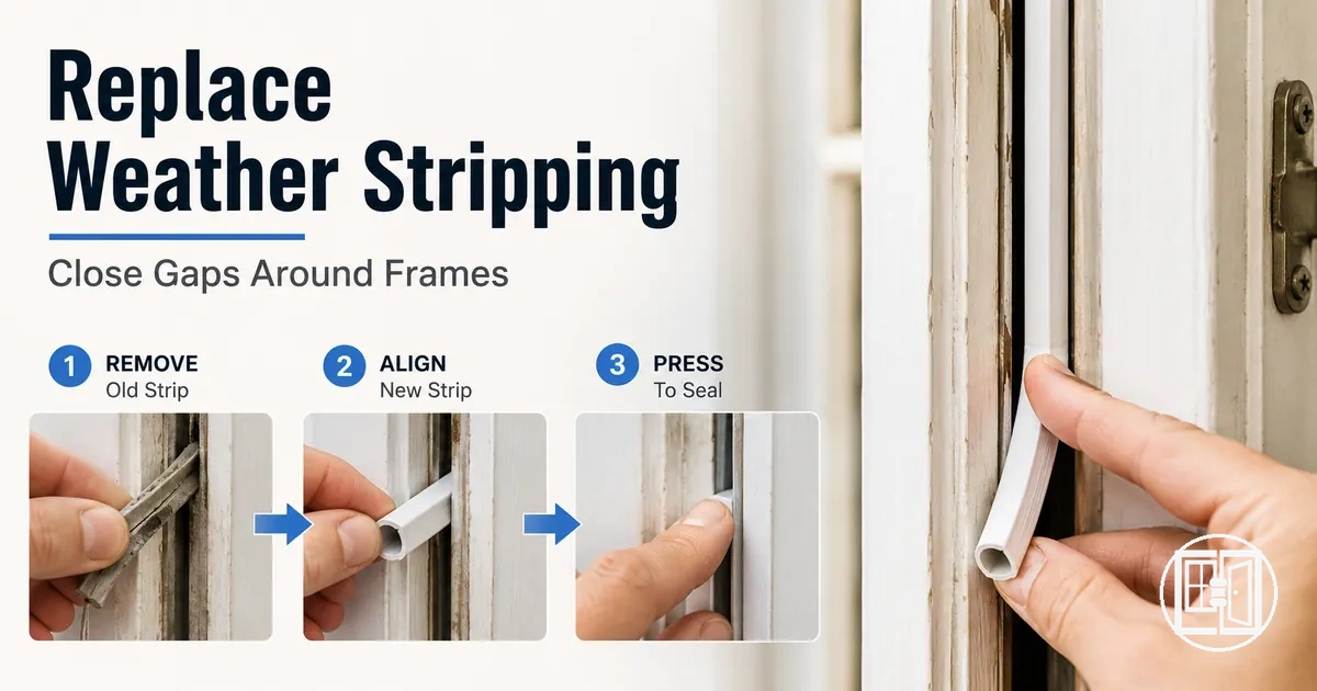 Replacing old window and door weather stripping on a worn door frame to restore seal