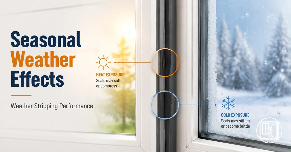 Seasonal weather impact on window and door weather stripping performance including heat and cold effects