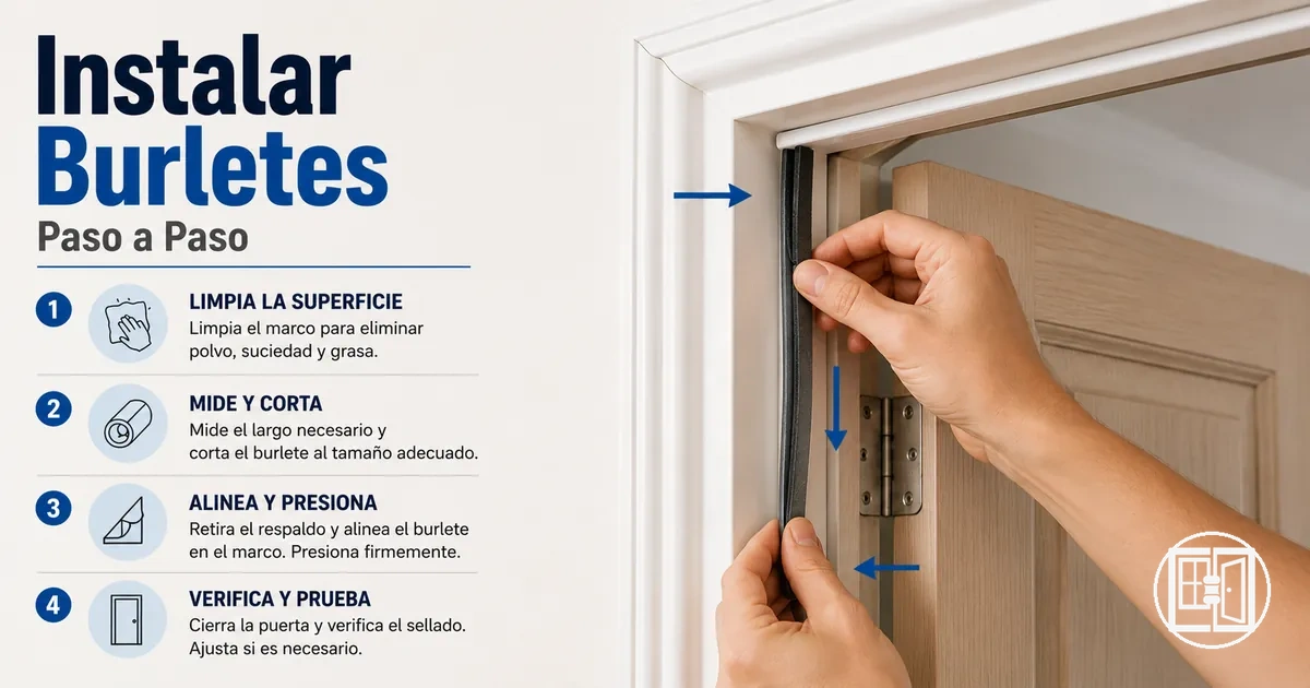 Instalación paso a paso de burletes para puertas y ventanas en el marco de una puerta