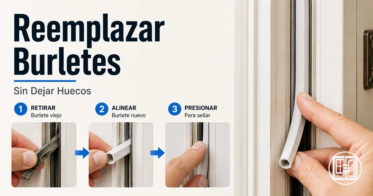 Reemplazo de burletes antiguos en puertas y ventanas para restaurar el sellado