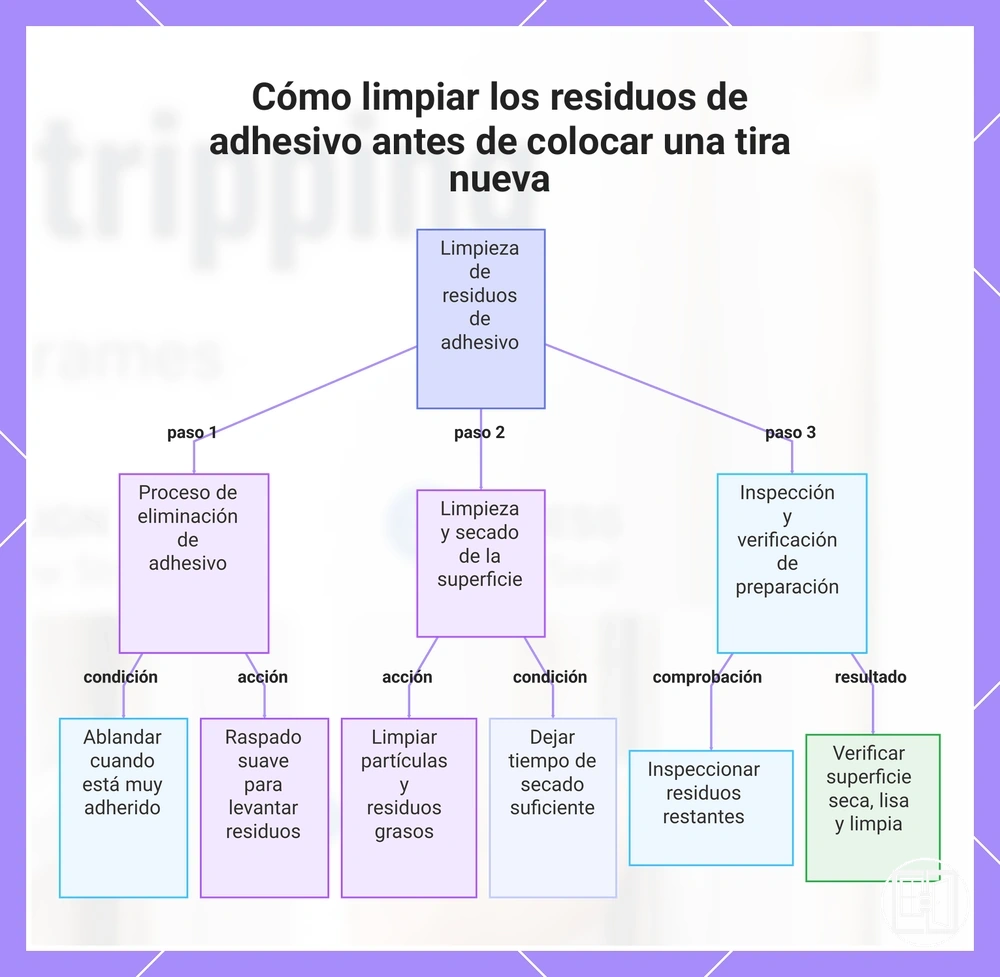 Cómo limpiar los residuos de adhesivo antes de colocar una tira nueva