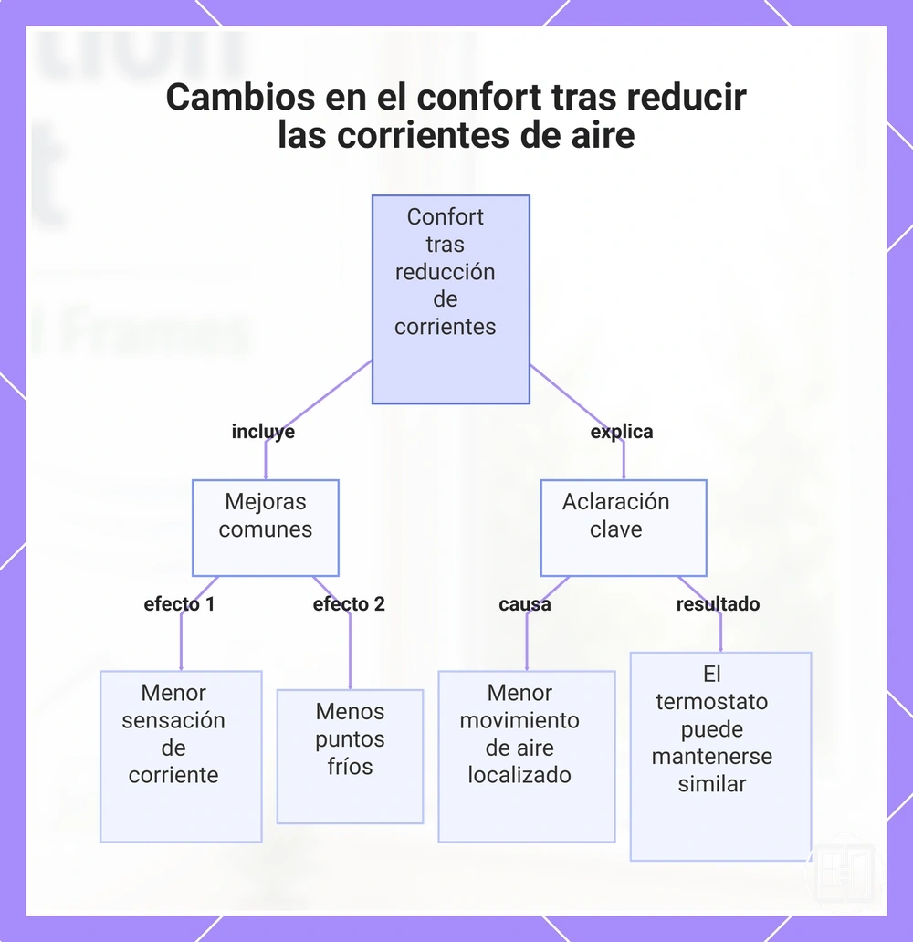 Cambios en el confort tras reducir las corrientes de aire