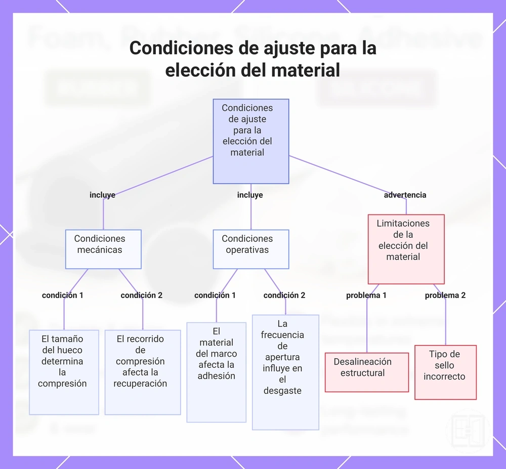 Condiciones de ajuste para la elección del material