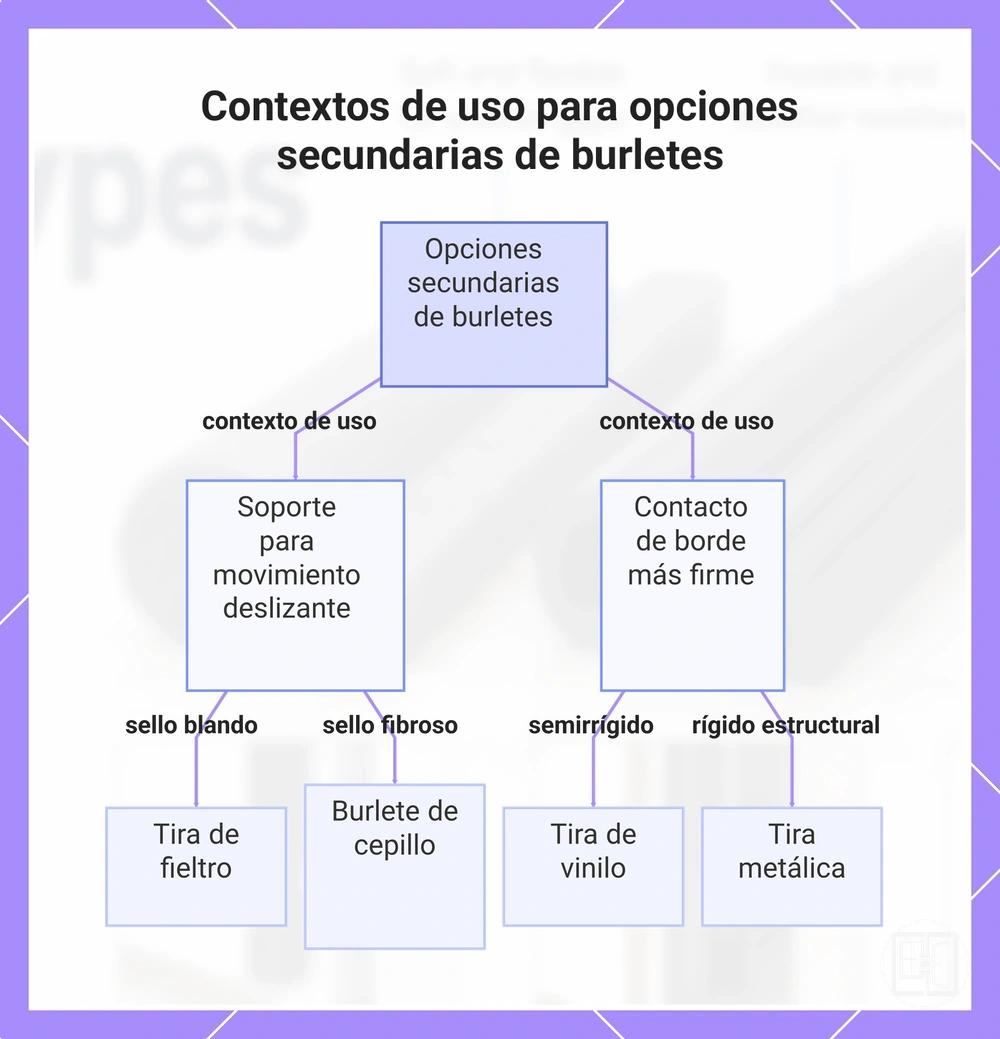 Contextos de uso para opciones secundarias de burletes