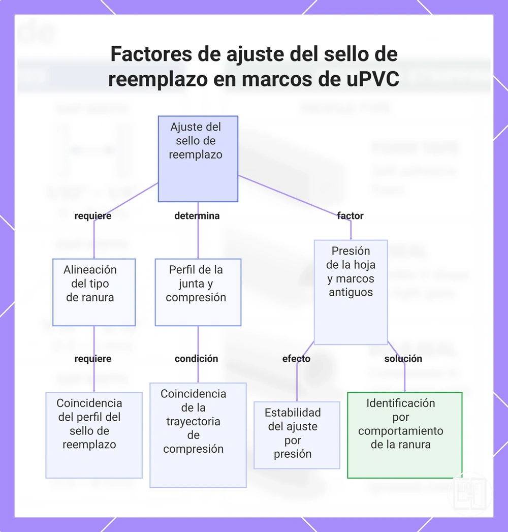 Factores de ajuste del sello de reemplazo en marcos de uPVC