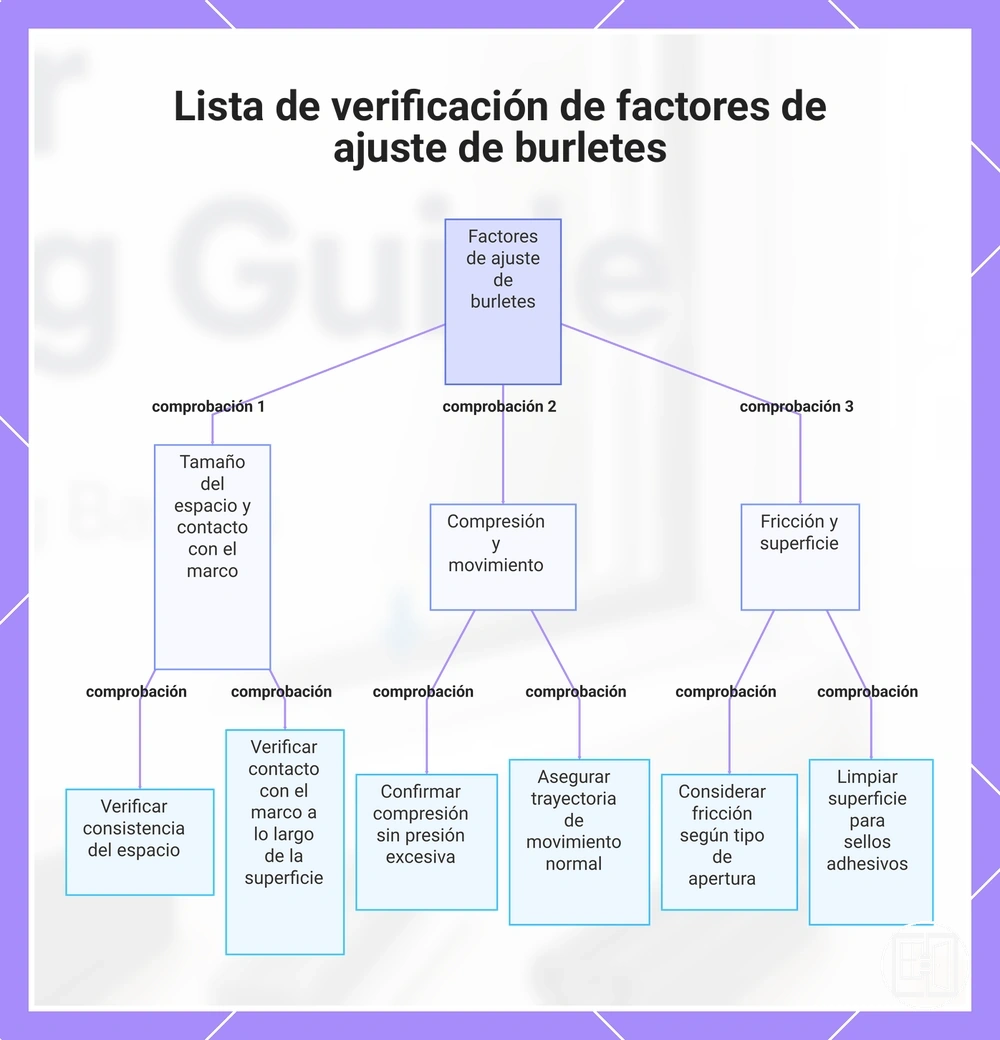 Lista de verificación de factores de ajuste de burletes