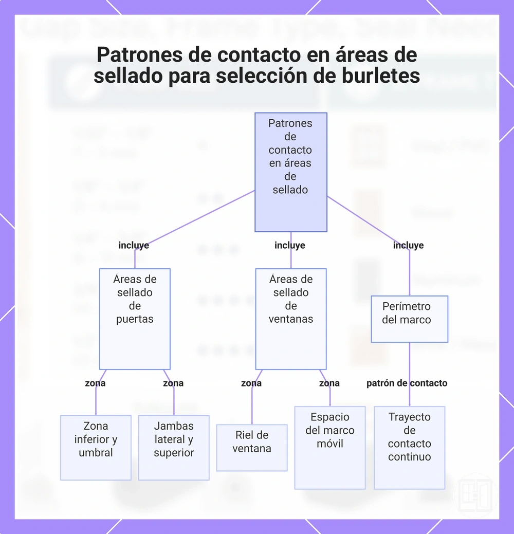 Patrones de contacto en áreas de sellado para selección de burletes