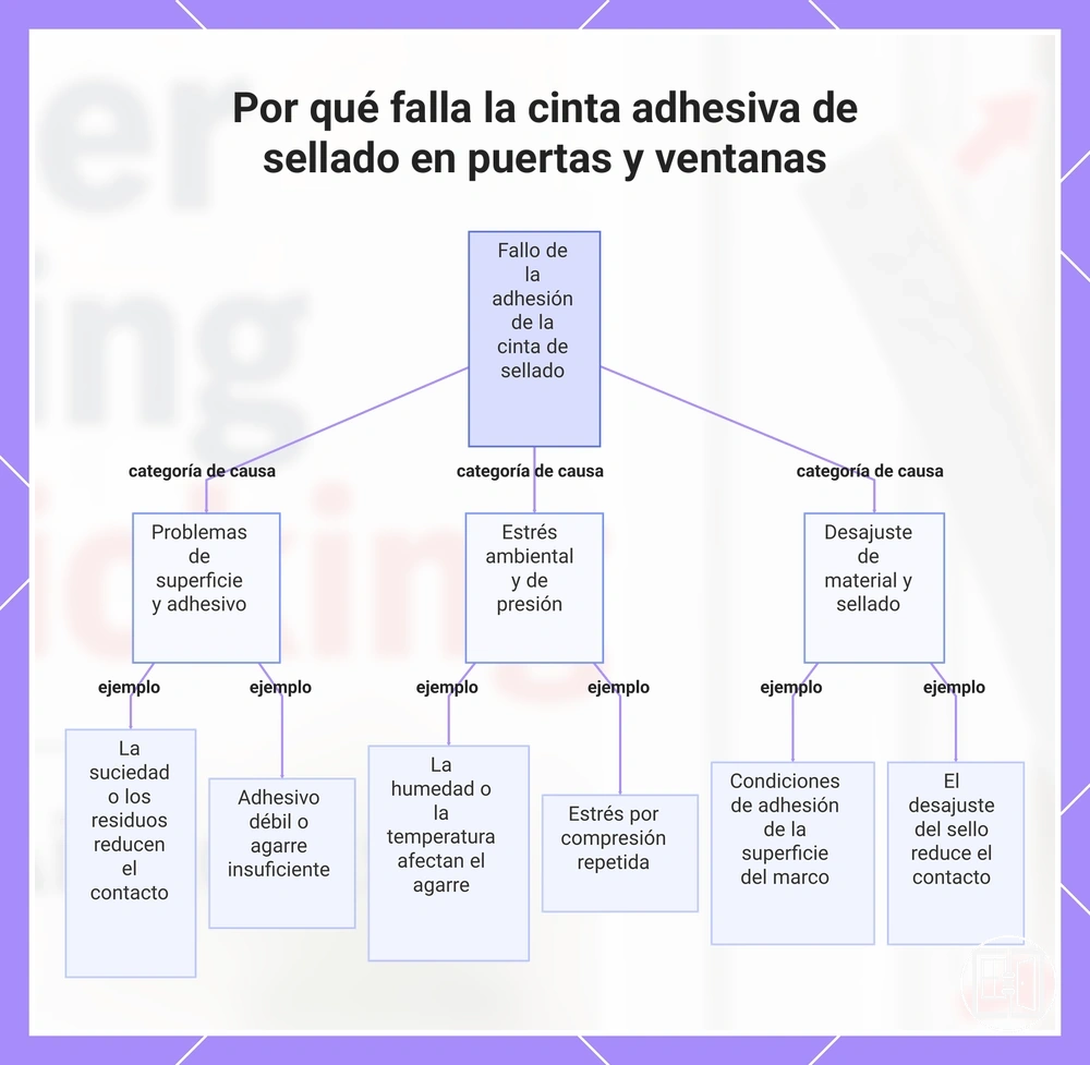 Por qué falla la cinta adhesiva de sellado en puertas y ventanas