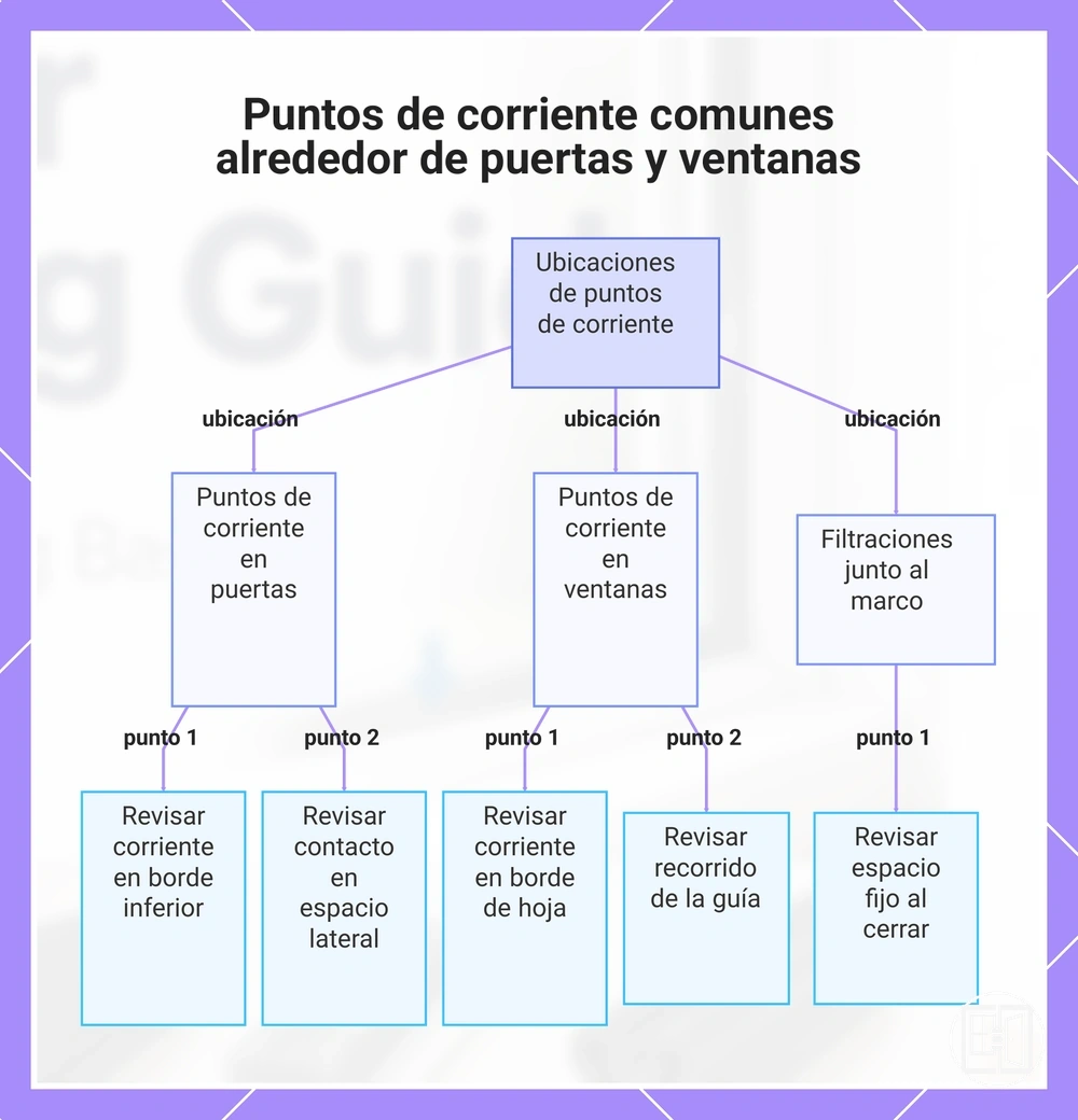 Puntos de corriente comunes alrededor de puertas y ventanas