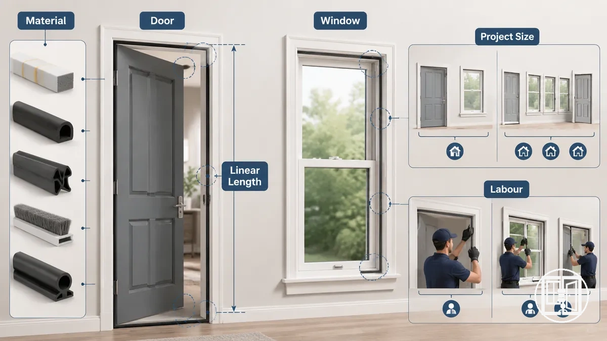 Rangos de precio de los burletes para puertas y ventanas con condiciones de sellado etiquetadas