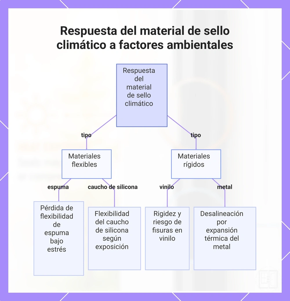 Respuesta del material de sello climático a factores ambientales