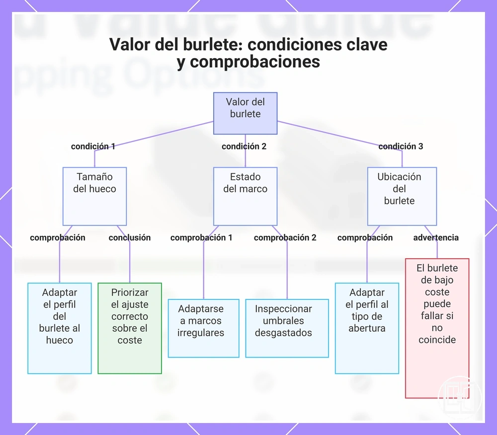 Valor del burlete: condiciones clave y comprobaciones