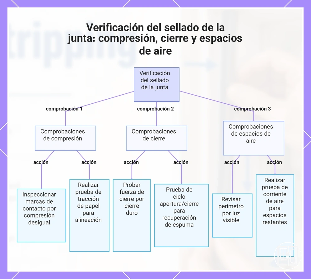 Verificación del sellado de la junta: compresión, cierre y espacios de aire