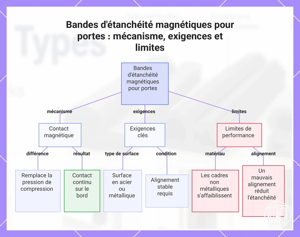 Bandes d'étanchéité magnétiques pour portes : mécanisme, exigences et limites