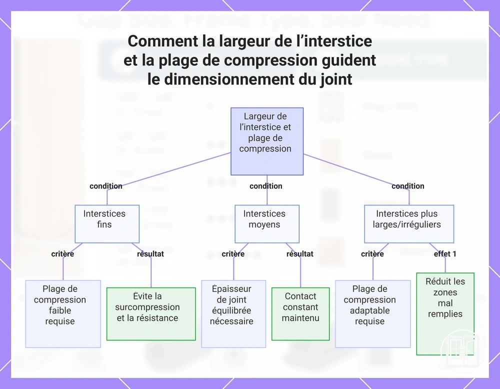 Comment la largeur de l’interstice et la plage de compression guident le dimensionnement du joint