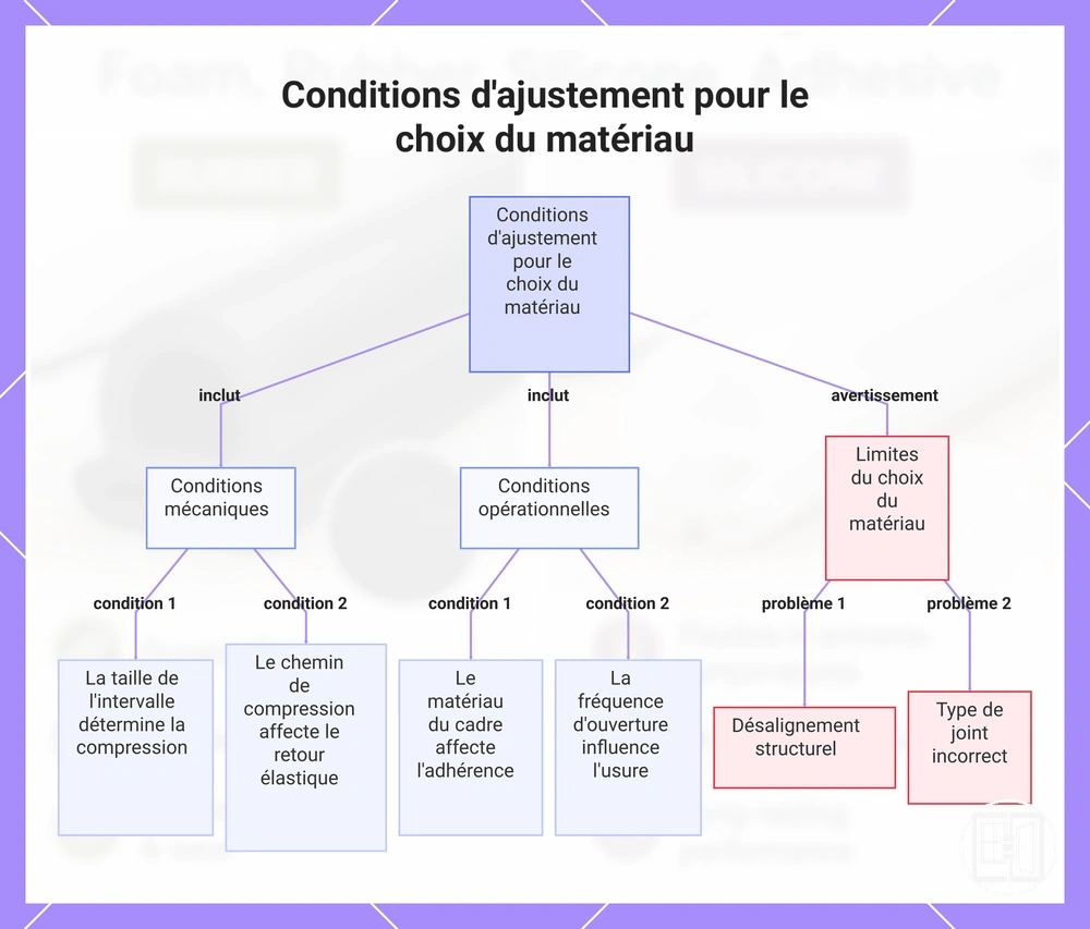 Conditions d'ajustement pour le choix du matériau