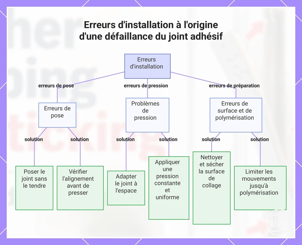 Erreurs d'installation à l'origine d'une défaillance du joint adhésif