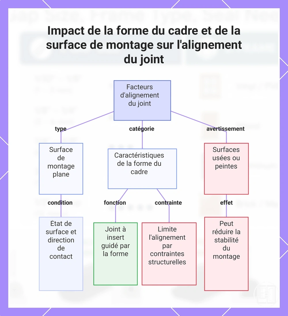 Impact de la forme du cadre et de la surface de montage sur l'alignement du joint