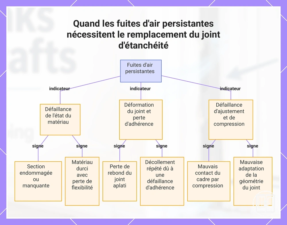 Quand les fuites d'air persistantes nécessitent le remplacement du joint d'étanchéité