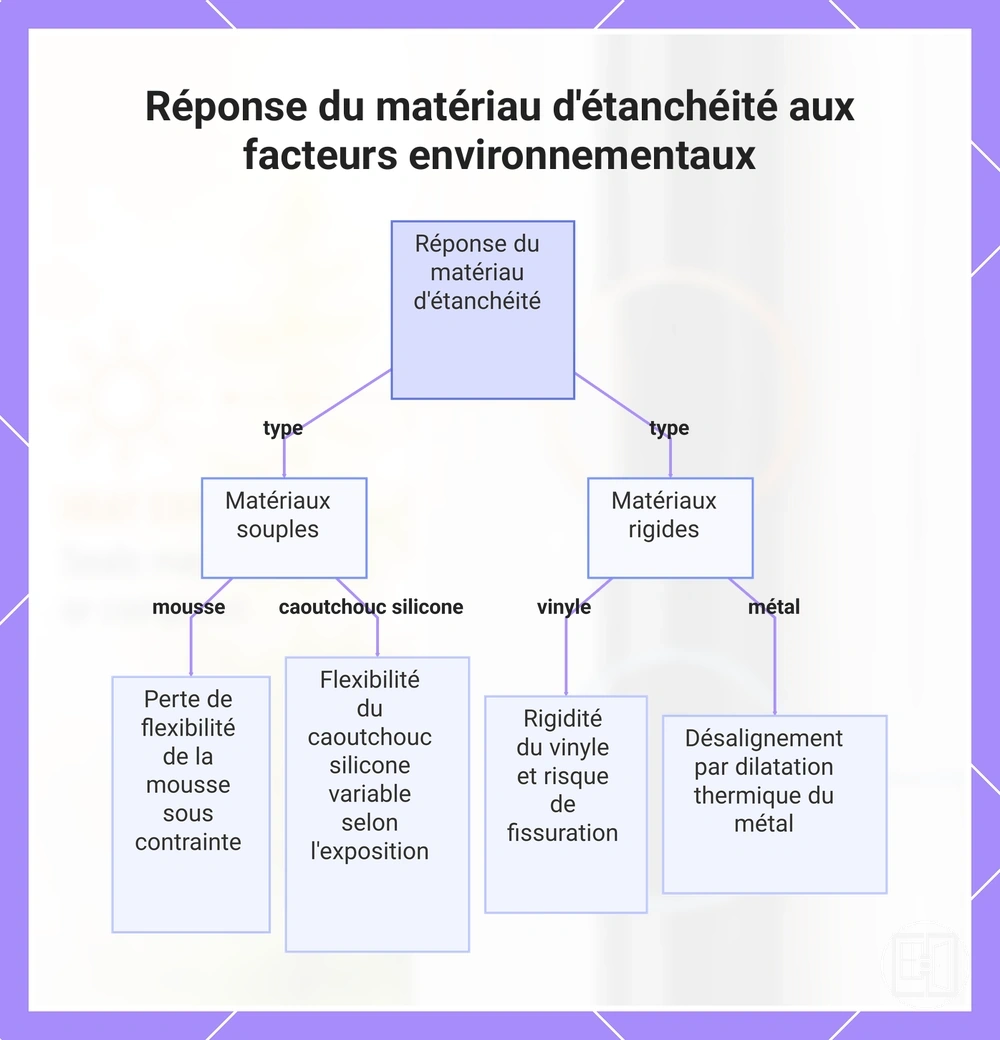 Réponse du matériau d'étanchéité aux facteurs environnementaux