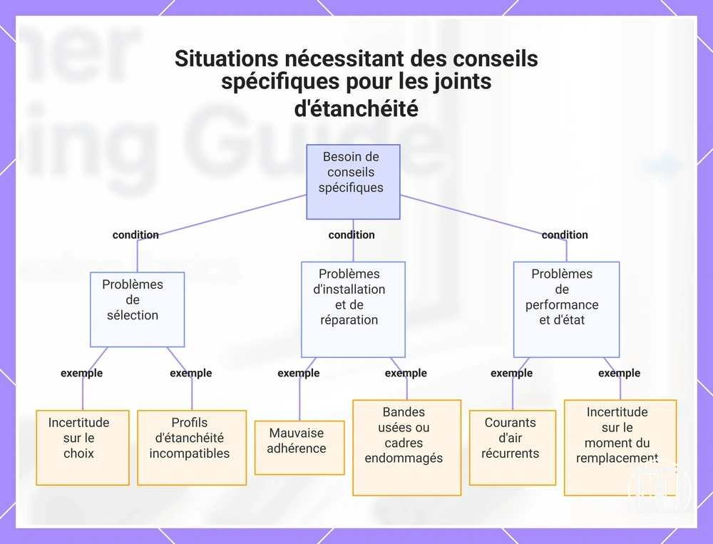 Situations nécessitant des conseils spécifiques pour les joints d'étanchéité
