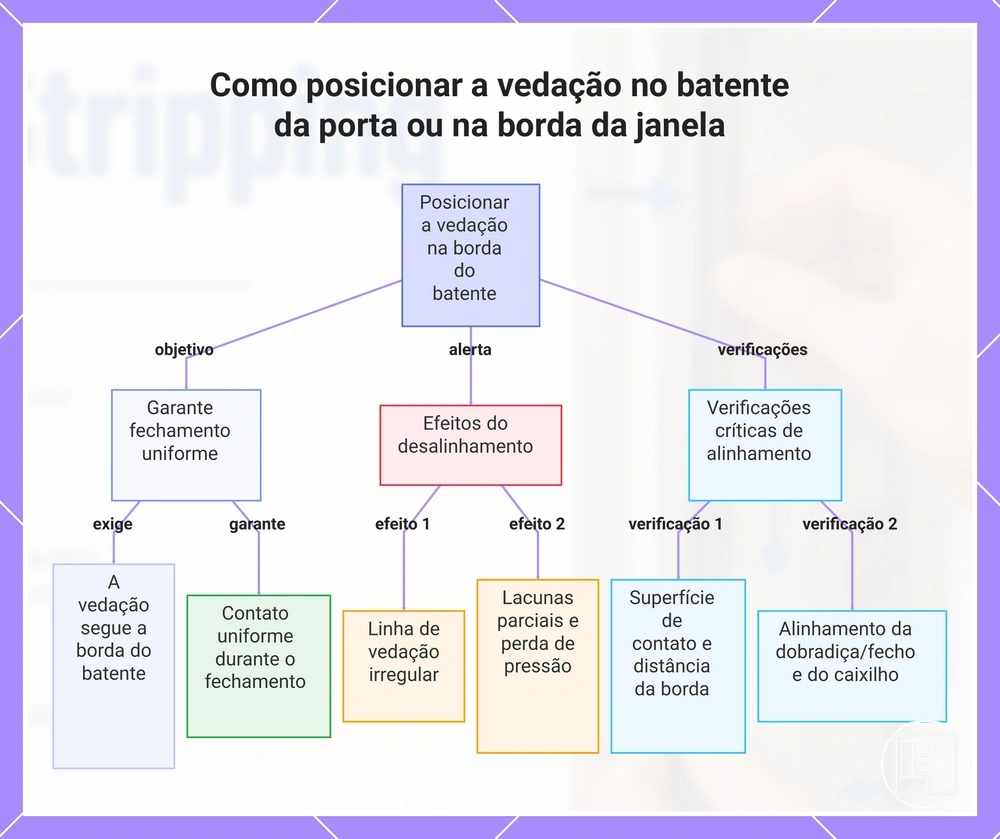 Como posicionar a vedação no batente da porta ou na borda da janela