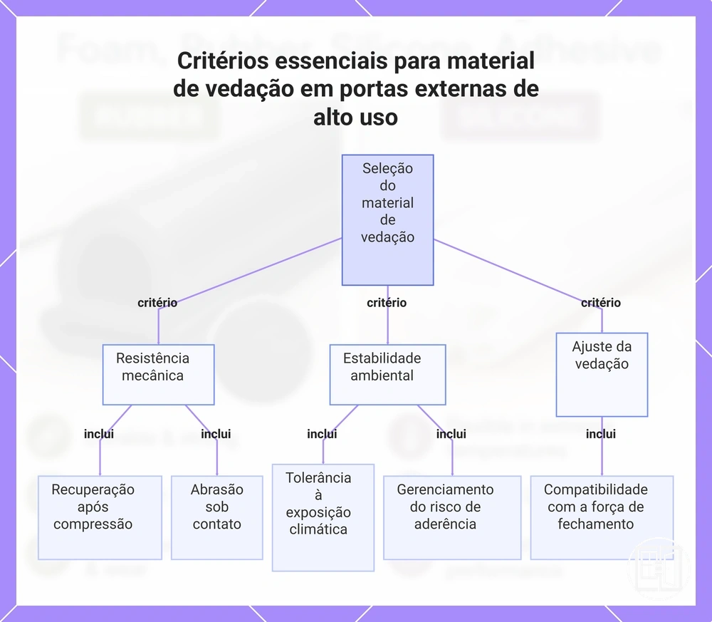 Critérios essenciais para material de vedação em portas externas de alto uso