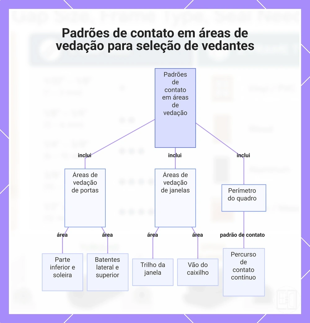 Padrões de contato em áreas de vedação para seleção de vedantes