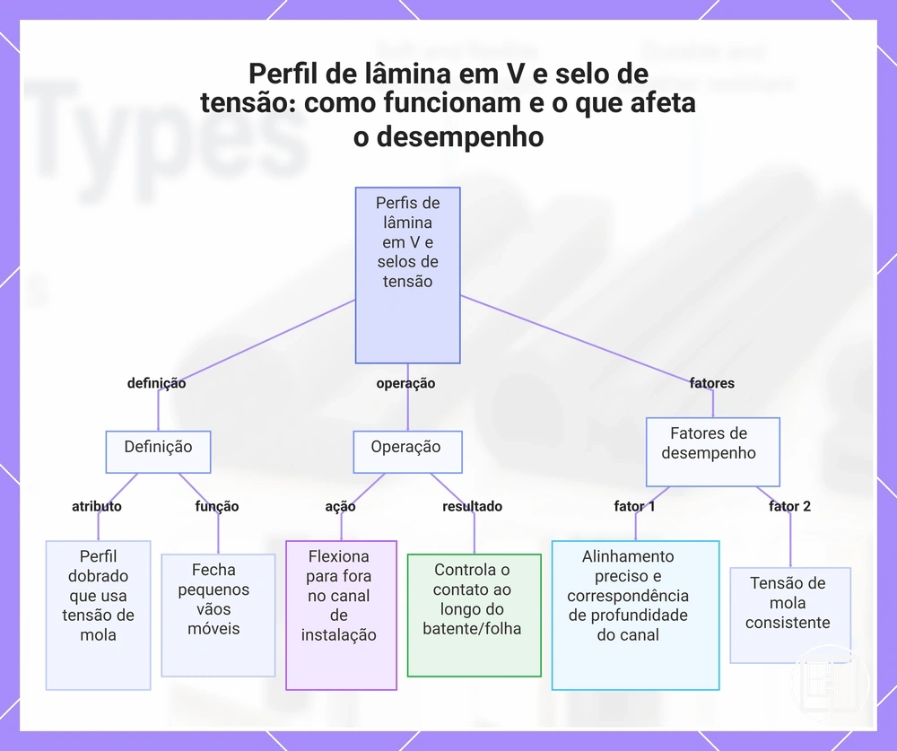 Perfil de lâmina em V e selo de tensão: como funcionam e o que afeta o desempenho