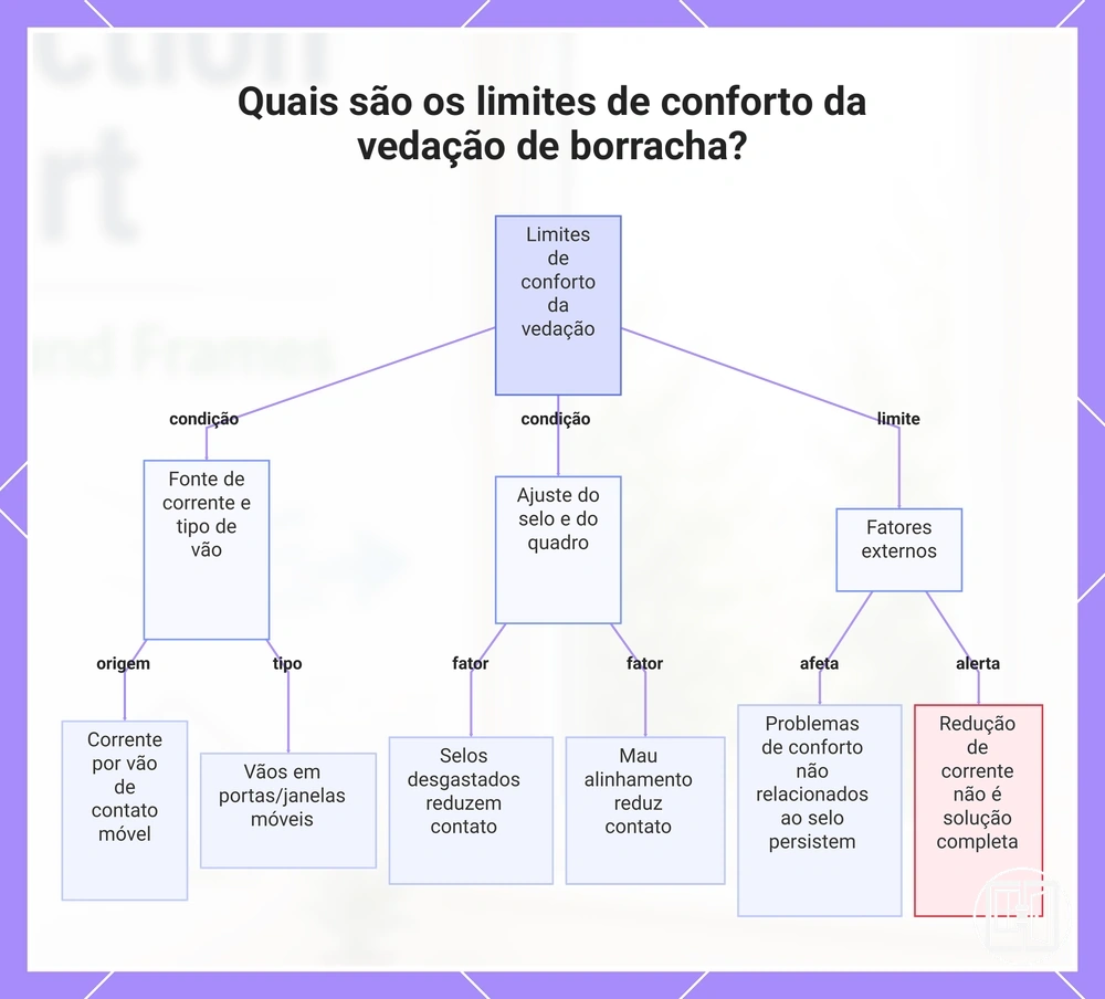 Quais são os limites de conforto da vedação de borracha?