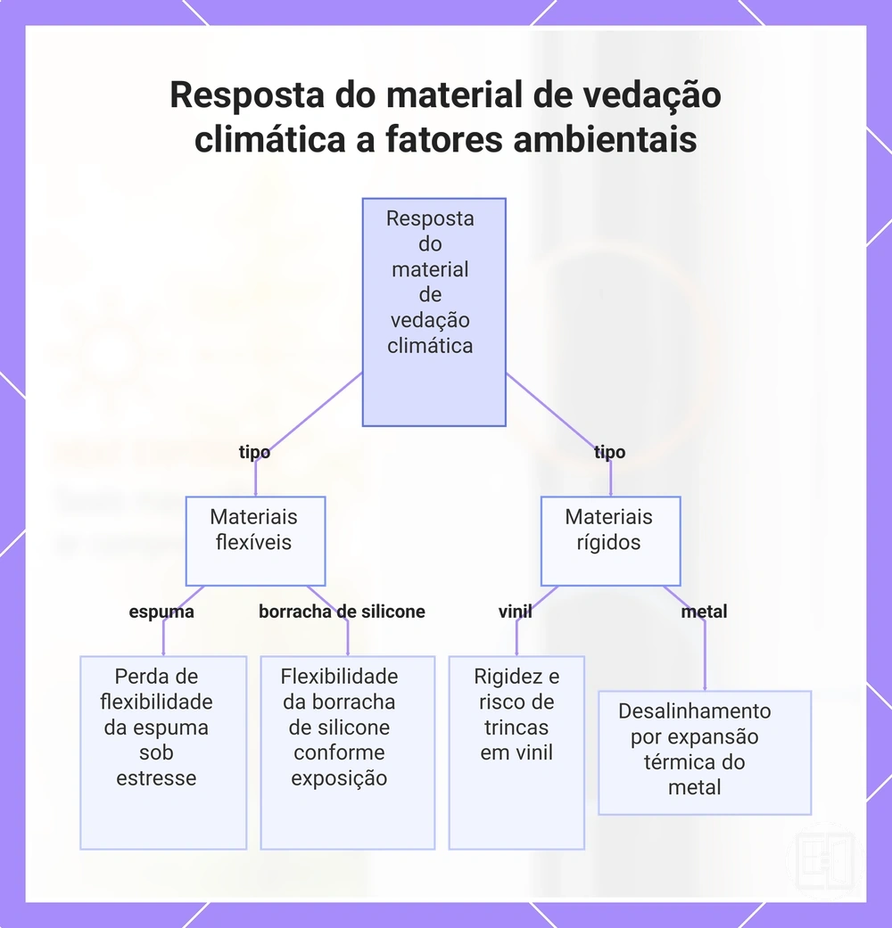Resposta do material de vedação climática a fatores ambientais