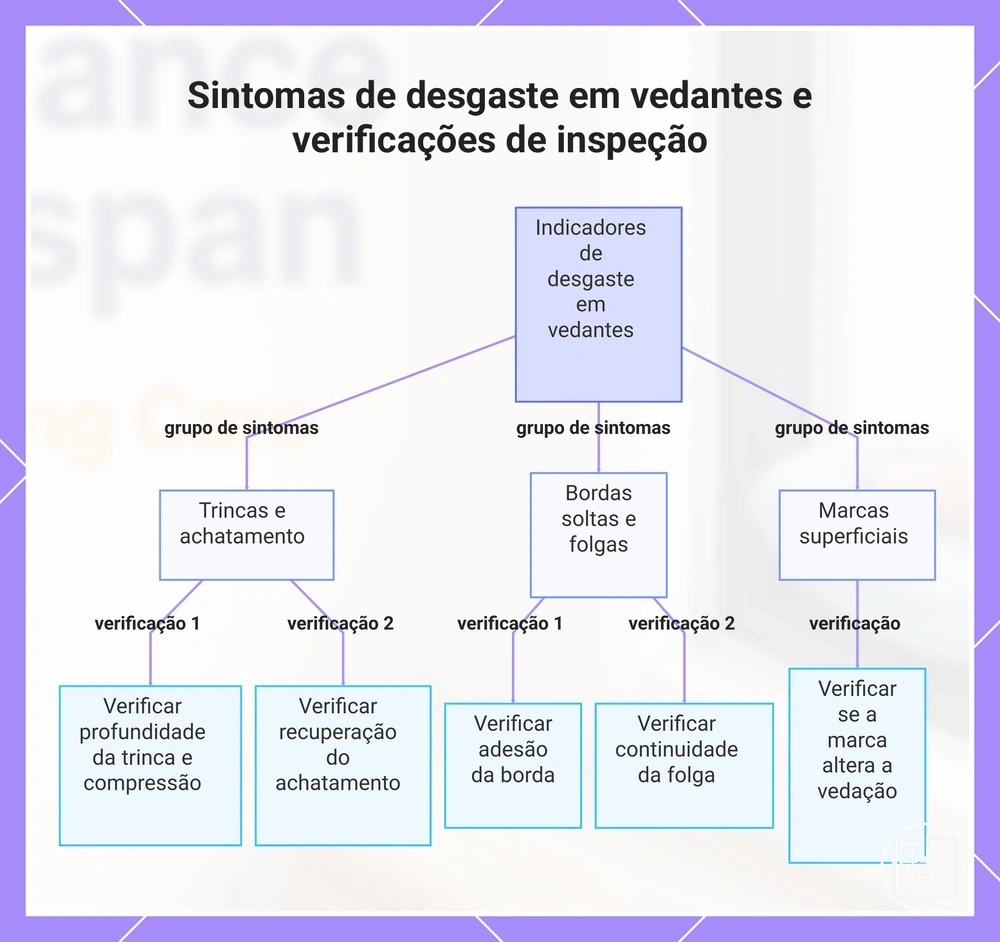 Sintomas de desgaste em vedantes e verificações de inspeção