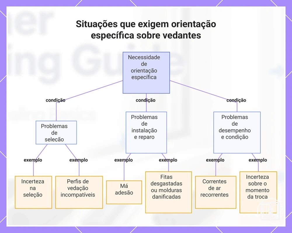 Situações que exigem orientação específica sobre vedantes