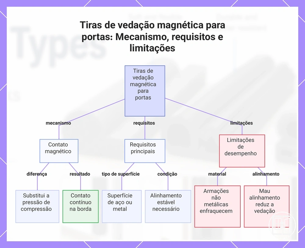 Tiras de vedação magnética para portas: Mecanismo, requisitos e limitações