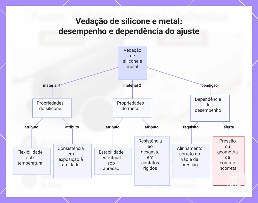 Vedação de silicone e metal: desempenho e dependência do ajuste