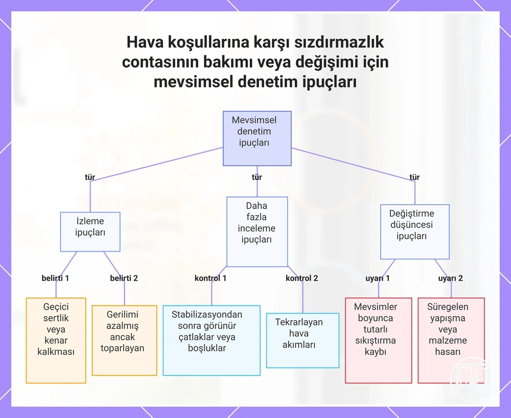 Hava koşullarına karşı sızdırmazlık contasının bakımı veya değişimi için mevsimsel denetim ipuçları