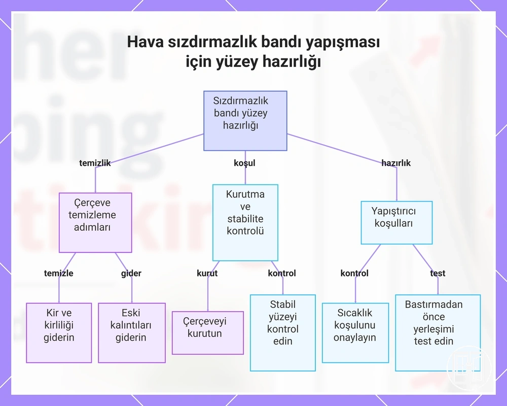 Hava sızdırmazlık bandı yapışması için yüzey hazırlığı
